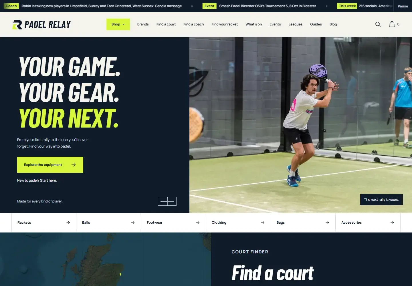 Padel Relay website built by Flying Penguin